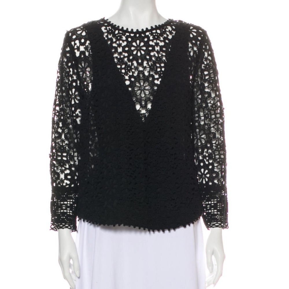 SEA lace pattern crew neck blouse